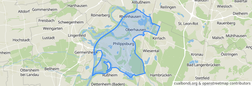 Mapa de ubicacion de Verwaltungsverband Philippsburg.