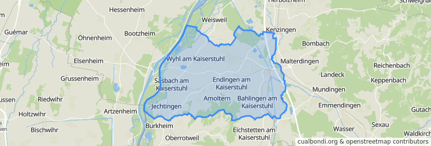 Mapa de ubicacion de Verwaltungsverband Nördlicher Kaiserstuhl.