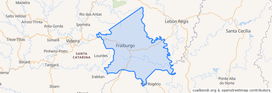 Mapa de ubicacion de Fraiburgo.