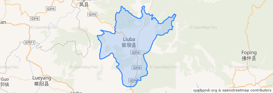 Mapa de ubicacion de 留坝县.