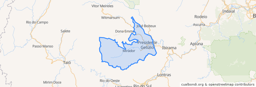 Mapa de ubicacion de Presidente Getúlio.