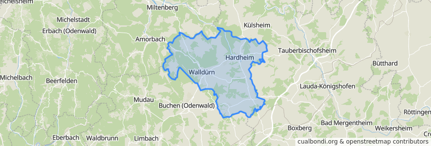 Mapa de ubicacion de Verwaltungsverband Hardheim-Walldürn.