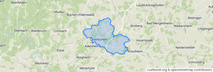 Mapa de ubicacion de Verwaltungsverband Osterburken.