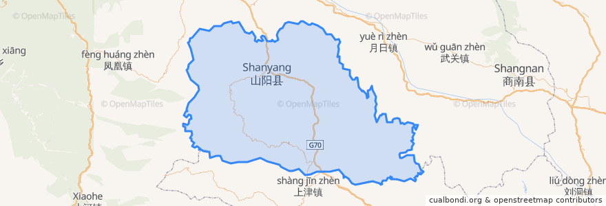 Mapa de ubicacion de 山阳县.