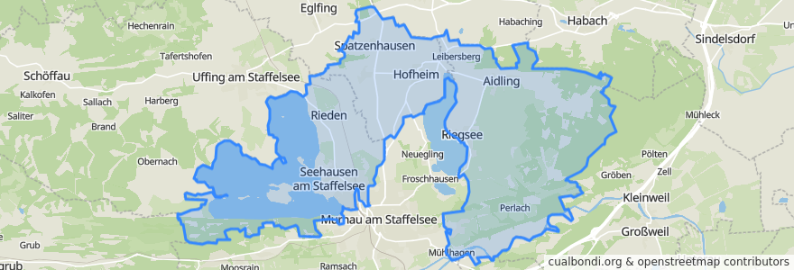 Mapa de ubicacion de Seehausen am Staffelsee (VGem).