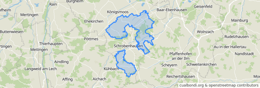 Mapa de ubicacion de Schrobenhausen.