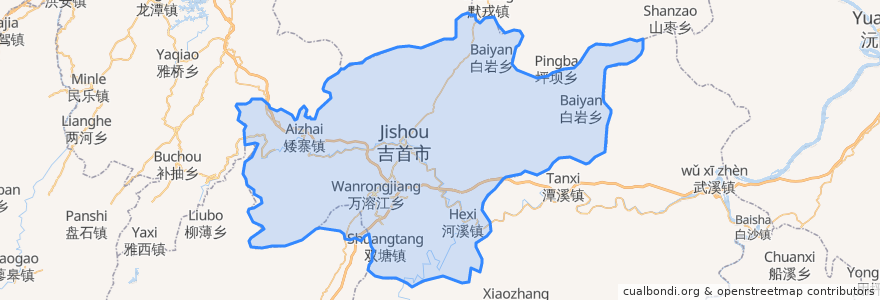 Mapa de ubicacion de 吉首市.