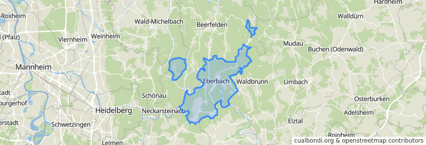 Mapa de ubicacion de Verwaltungsgemeinschaft Eberbach.