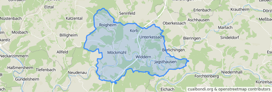 Mapa de ubicacion de Verwaltungsgemeinschaft Möckmühl.