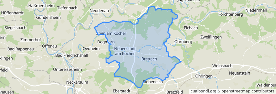 Mapa de ubicacion de Verwaltungsgemeinschaft Neuenstadt am Kocher.