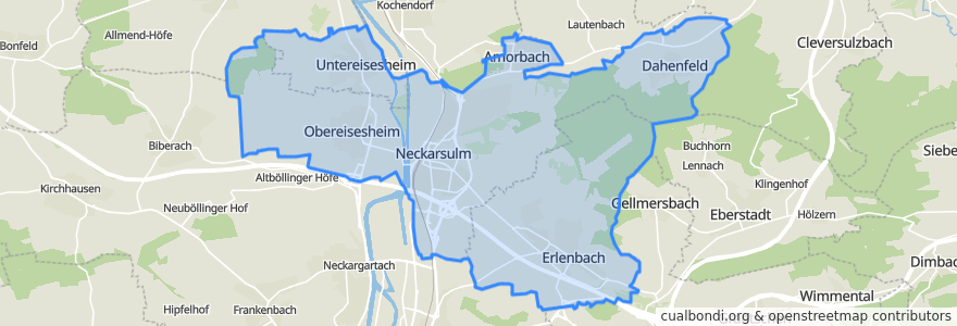 Mapa de ubicacion de Verwaltungsgemeinschaft Neckarsulm.