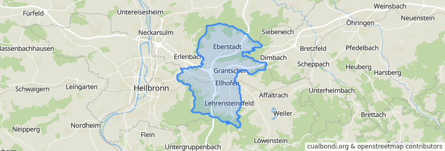 Mapa de ubicacion de Verwaltungsverband Raum Weinsberg.