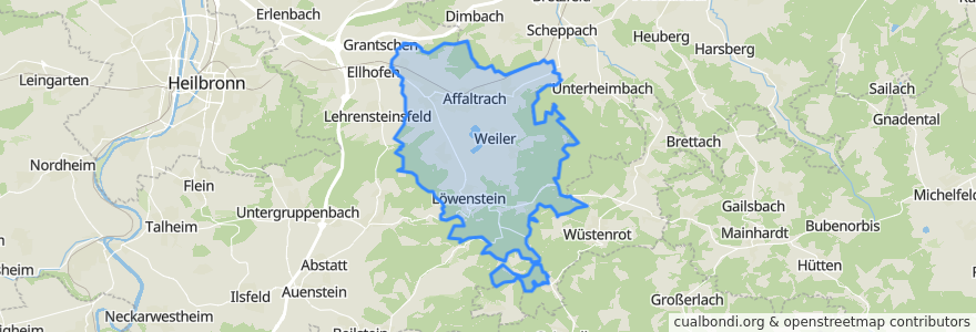 Mapa de ubicacion de Verwaltungsgemeinschaft Obersulm.