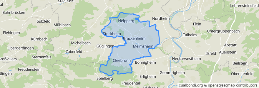 Mapa de ubicacion de Verwaltungsgemeinschaft Brackenheim.