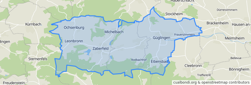 Mapa de ubicacion de Verwaltungsverband Oberes Zabergäu.