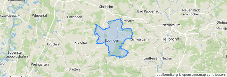 Mapa de ubicacion de Verwaltungsgemeinschaft Eppingen.