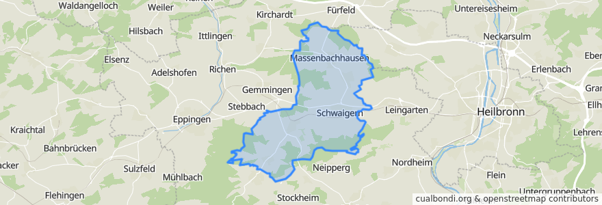 Mapa de ubicacion de Verwaltungsgemeinschaft Schwaigern.