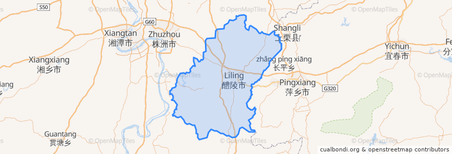 Mapa de ubicacion de Liling.