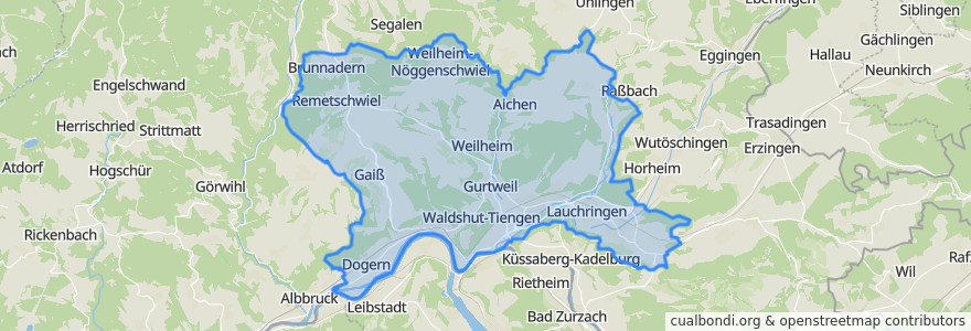 Mapa de ubicacion de Verwaltungsgemeinschaft Waldshut-Tiengen.