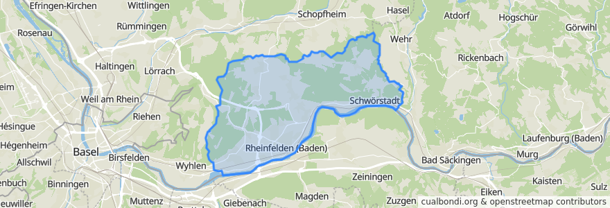 Mapa de ubicacion de Verwaltungsgemeinschaft Rheinfelden (Baden).