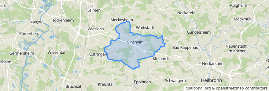 Mapa de ubicacion de Verwaltungsgemeinschaft Sinsheim.