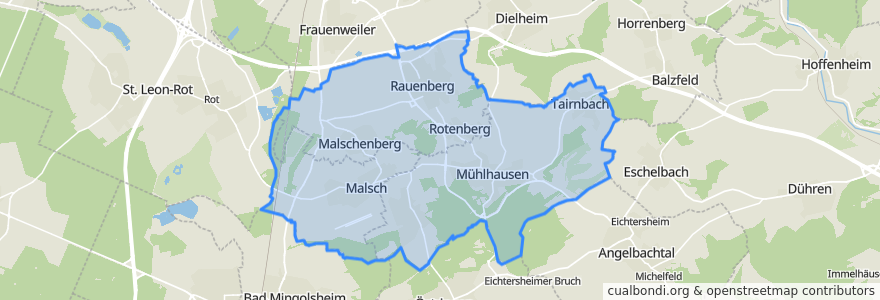 Mapa de ubicacion de Verwaltungsverband Rauenberg.