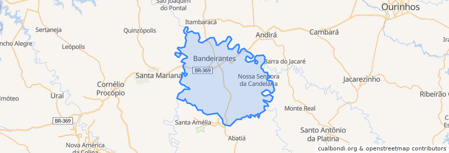 Mapa de ubicacion de Bandeirantes.