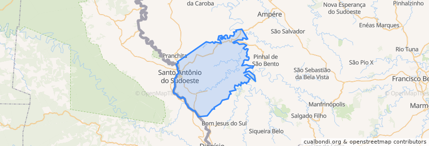 Mapa de ubicacion de Santo Antônio do Sudoeste.