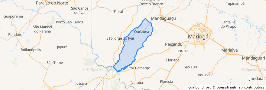 Mapa de ubicacion de Ourizona.