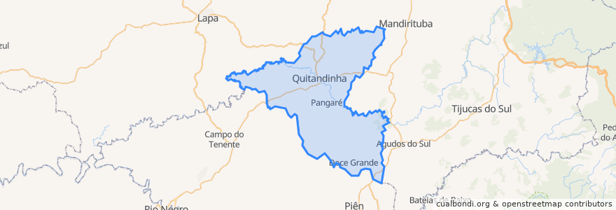 Mapa de ubicacion de Quitandinha.