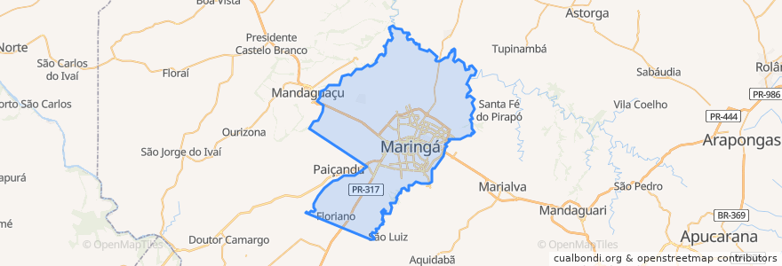 Mapa de ubicacion de Maringá.