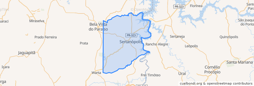 Mapa de ubicacion de Sertanópolis.