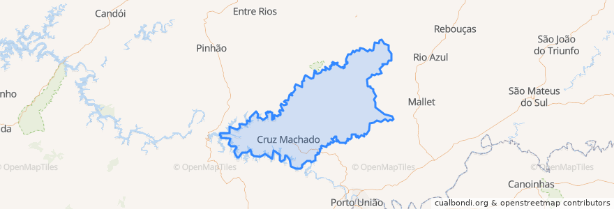 Mapa de ubicacion de Cruz Machado.