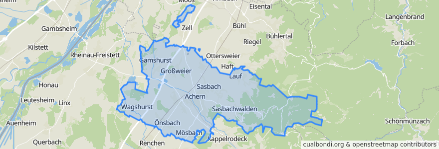 Mapa de ubicacion de Verwaltungsgemeinschaft Achern.