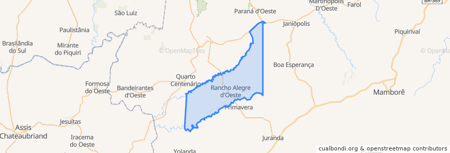 Mapa de ubicacion de Rancho Alegre d'Oeste.