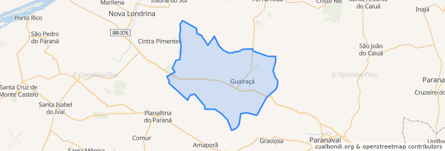 Mapa de ubicacion de Guairaçá.