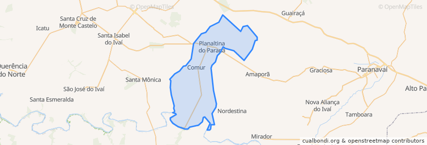 Mapa de ubicacion de Planaltina do Paraná.