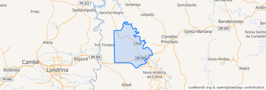 Mapa de ubicacion de Uraí.