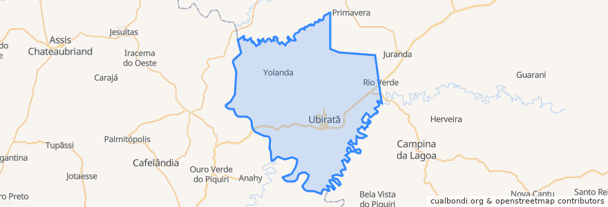 Mapa de ubicacion de Ubiratã.