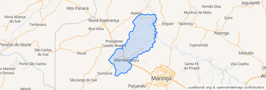 Mapa de ubicacion de Mandaguaçu.