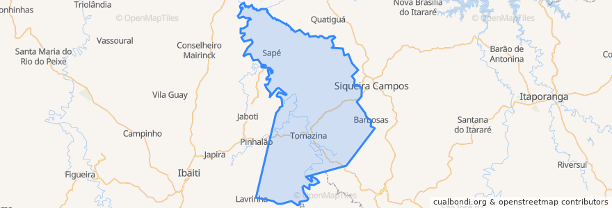 Mapa de ubicacion de Tomazina.