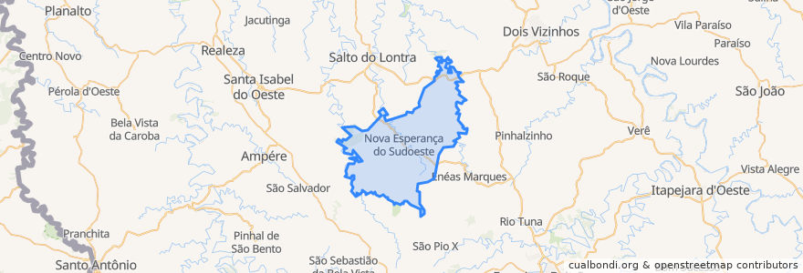 Mapa de ubicacion de Nova Esperança do Sudoeste.