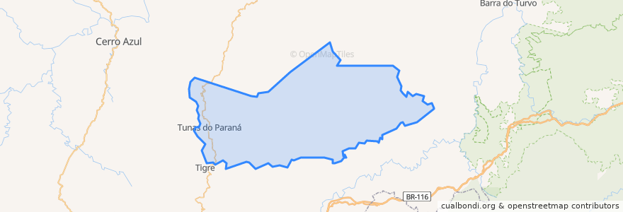 Mapa de ubicacion de Tunas do Paraná.