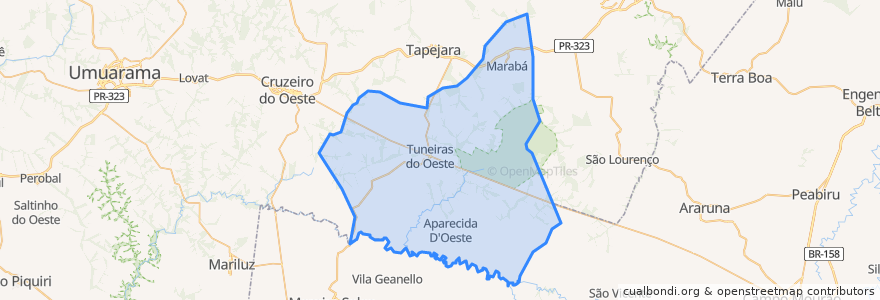 Mapa de ubicacion de Tuneiras do Oeste.