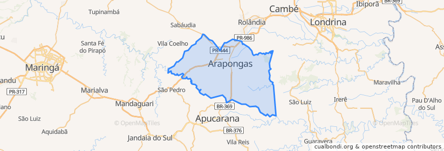 Mapa de ubicacion de Arapongas.