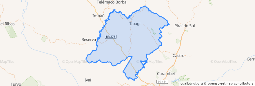 Mapa de ubicacion de Tibagi.