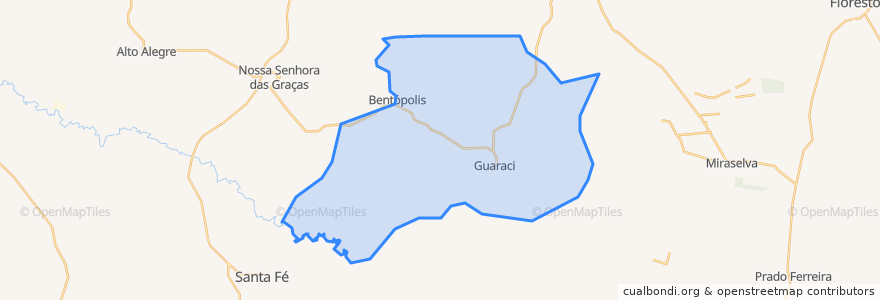 Mapa de ubicacion de Guaraci.