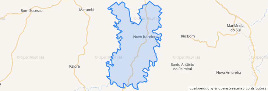 Mapa de ubicacion de Novo Itacolomi.