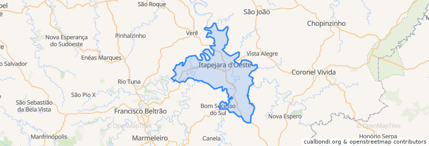 Mapa de ubicacion de Itapejara d'Oeste.