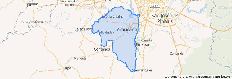 Mapa de ubicacion de Araucária.